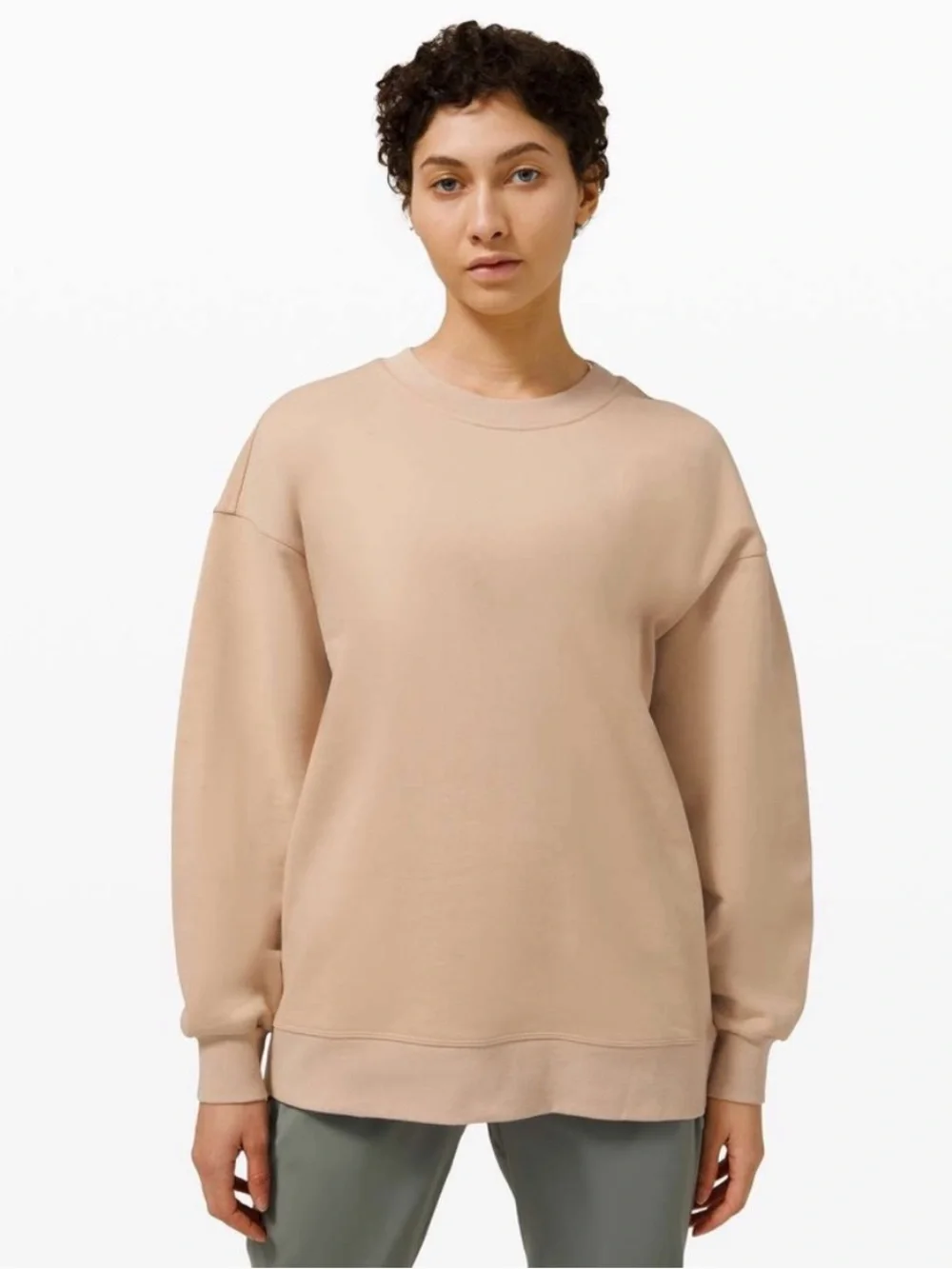 Lululemon Loungeful Relaxed Fit Crewneck Sweatshirt Side Zips Heathered Nutmeg M - Picture 3 of 7